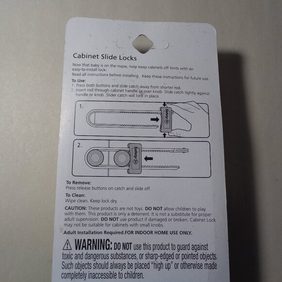 CABINET SLIDE LOCKS from Safety 1st / New / 2 Pack / Toddler Tested - Picture 6 of 10